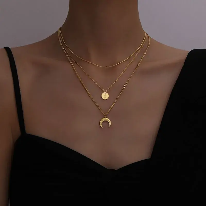 Moon Triple Layer Necklace - FY0220